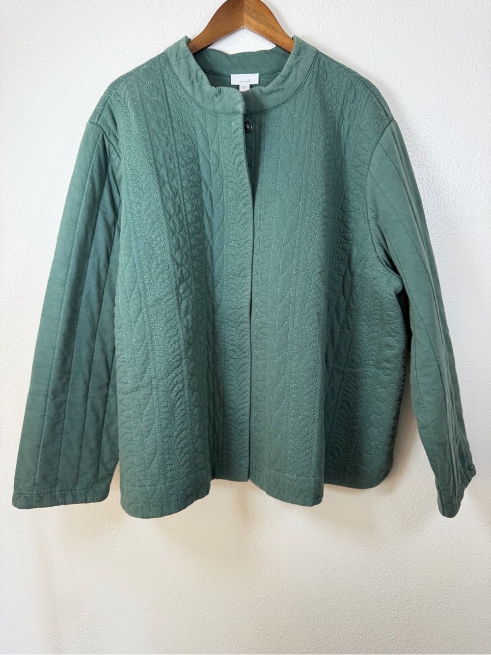 J.Jill Pure Jill Quilted-Knit Snap-Front Jacket in Color Light Watercress